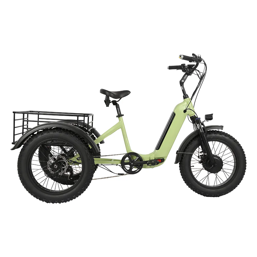 Gonped 세발 자전거 전기 자전거 20 인치 세 바퀴 높은 힘 48V 500w LCD 디스플레이 화물 4 바퀴 자전거 1 좌석 시마노 7 속도 오픈