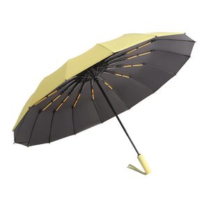 三折新款16款肋骨黑色涂层商务雨伞防风防雨纯色雨伞 - Product Image 2