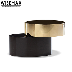 WISEMAX家具批发价格高档双层钢化玻璃圆形茶几组合木底茶几 - Product Image 6