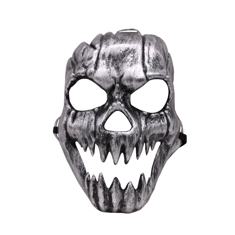 Máscara de calavera con colmillos - Plata