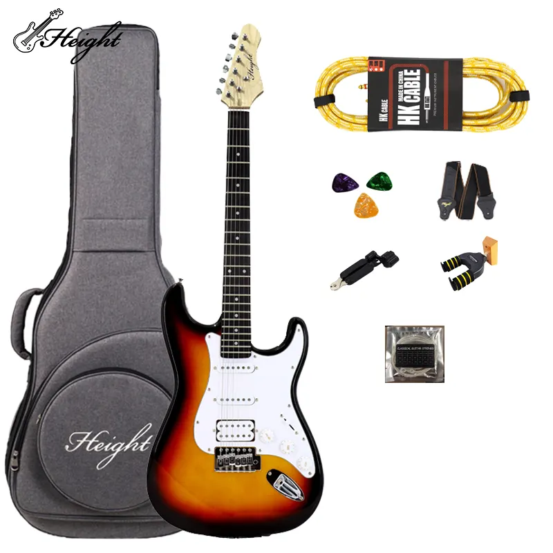 Elektrikli gitar 6 dize ucuz OEM ST elektrik gitar katı bas ahşap gitar elektrik