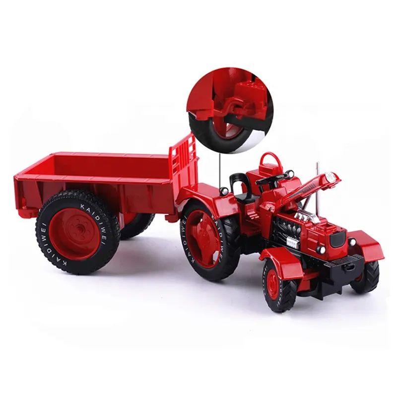 KDW 1/18 échelle Rétro Moulé Sous Pression Ferme Tracteur Modèle Jouets Alliage Tracteurs Agricoles Camion avec Remorque Basculante