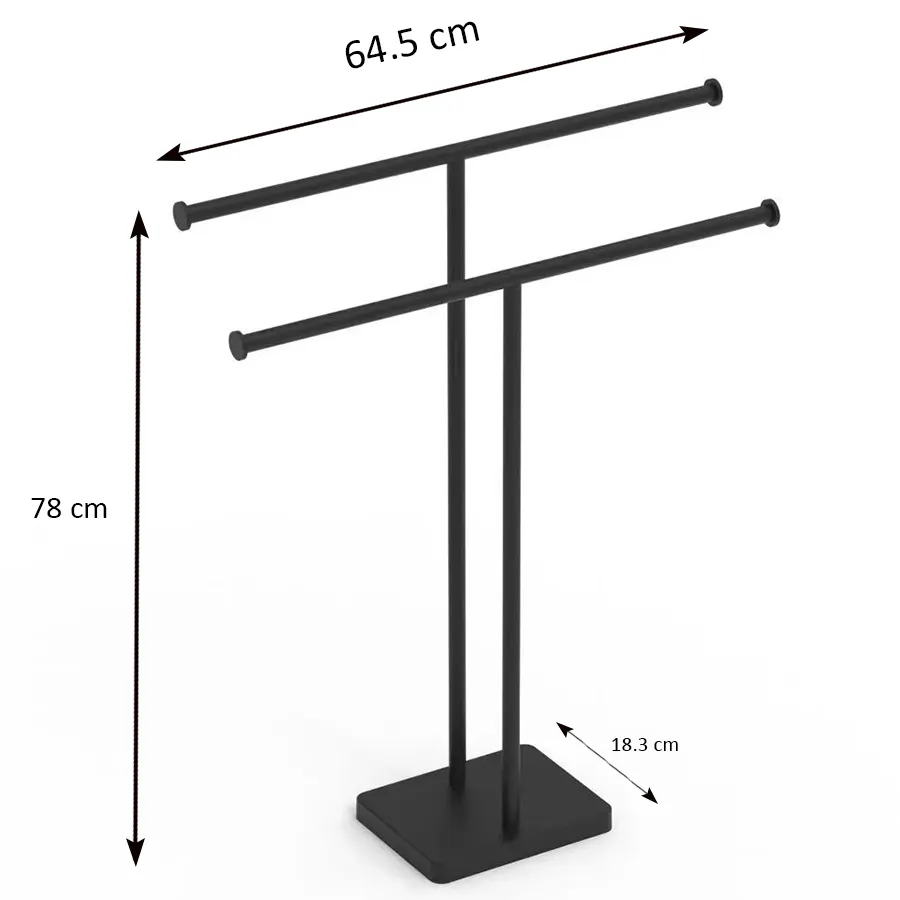 Tầng thường vụ thanh kép kim loại màu đen thép không gỉ phòng tắm Rack khăn