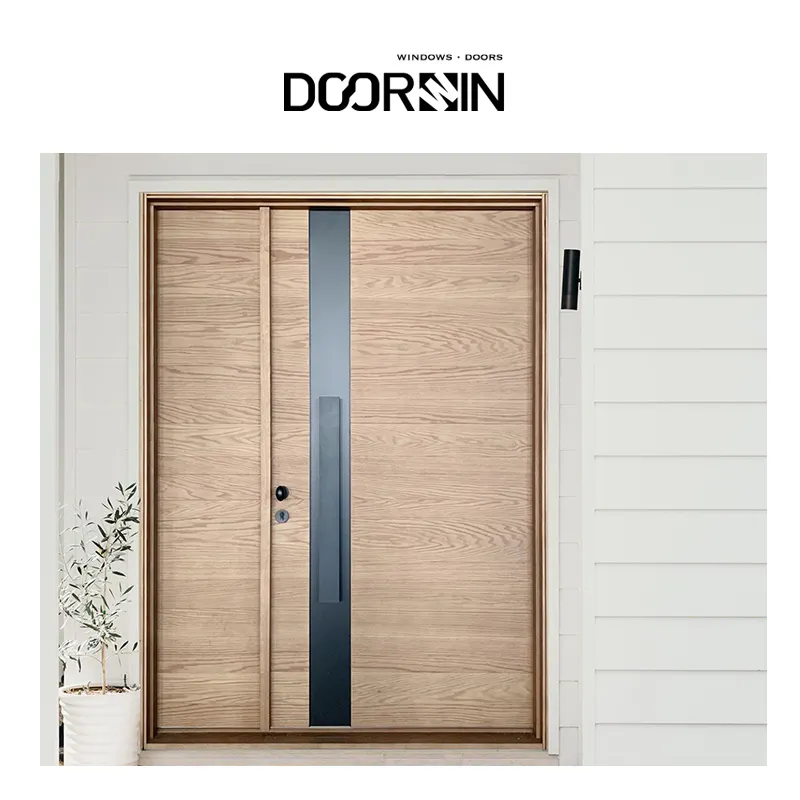 Doorwin Chinese Manufacturer Modern Style Hinged Wooden Main Entry Front Door