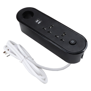 Enchufe eléctrico extraíble para mesa de conferencias con 2 puertos USB, enchufe de extensión con abrazadera para escritorio de oficina, 2 salidas de CA