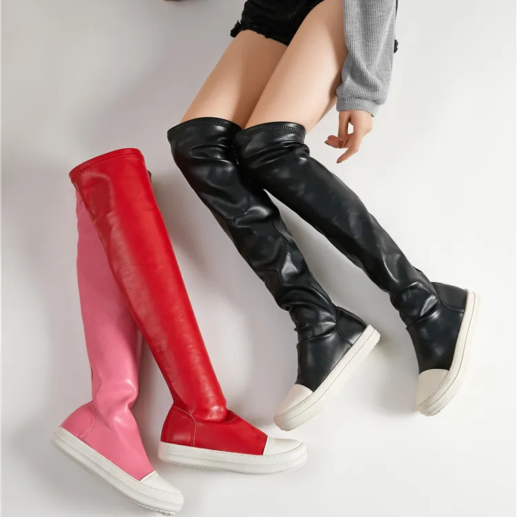 Fall Winter Thigh High Boots Flat Mid Long Tube High Over The Knee Platform Thick Soled Women's Boots Women Shoes 2022