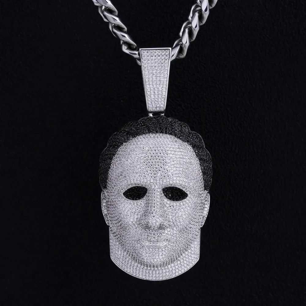 KRKC & CO Topeng Horor Kustom, Liontin Halloween Hip Hop Halloween, Hadiah Perhiasan Michael Myers