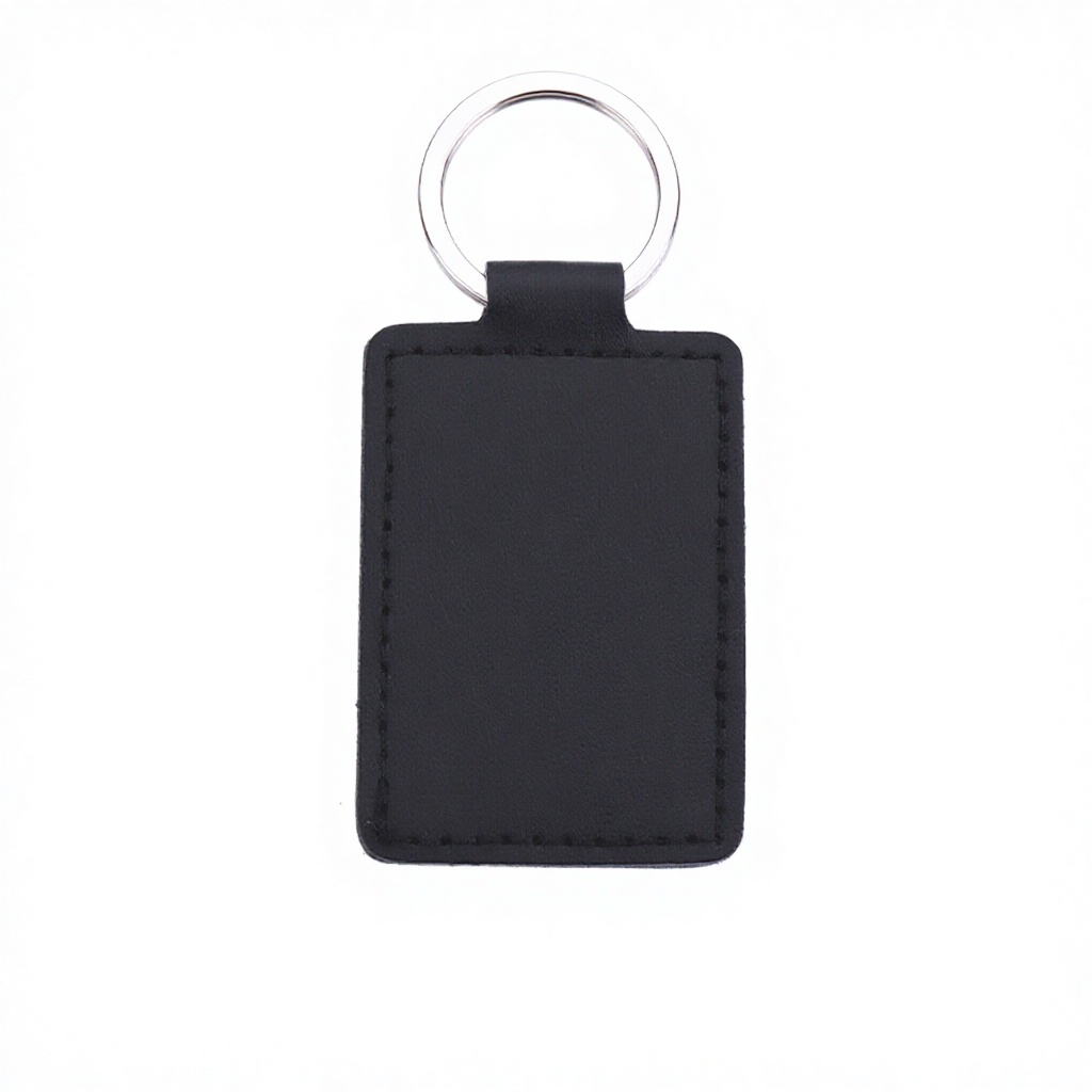 Llavero rectangular de cuero pu-negro