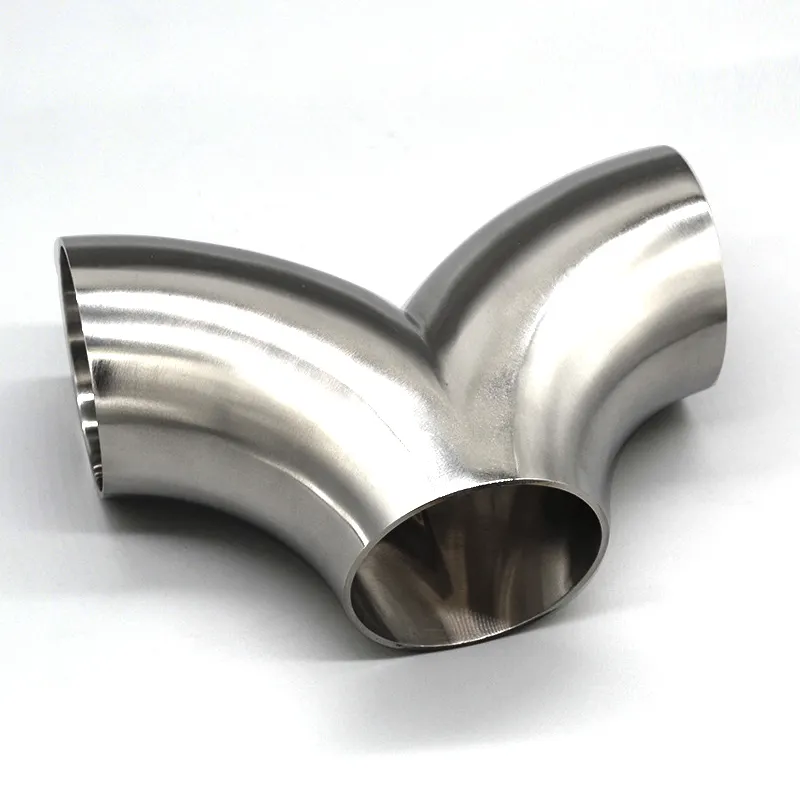 Hygienic Stainless Steel Y-type Welding Tee Sanitary Food Grade 180 degree stair handrail welding elbow Curved Welded Elbow