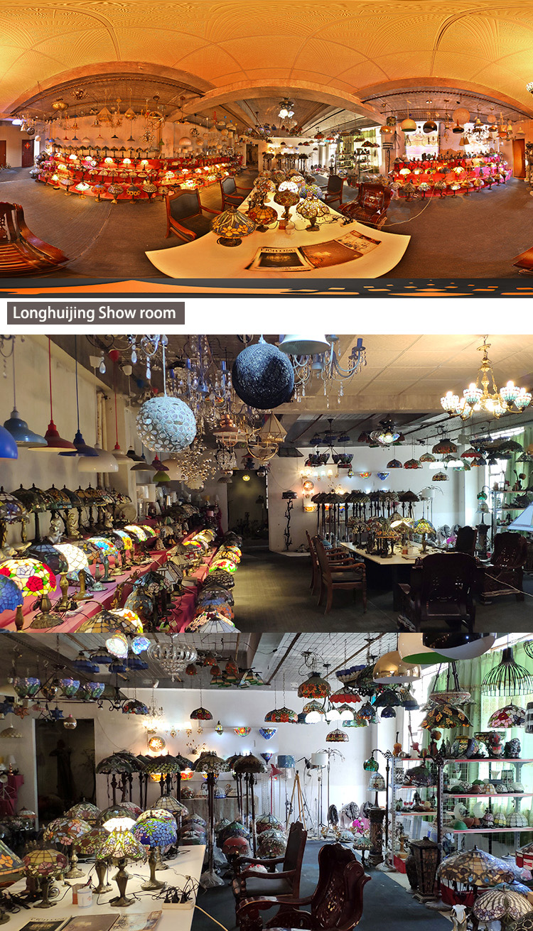 LongHuiJing High End Quality Tiffany Style Table Lamp 16Inch Art Stained Glass Nightlight Liaison Vintage Base Flower lights