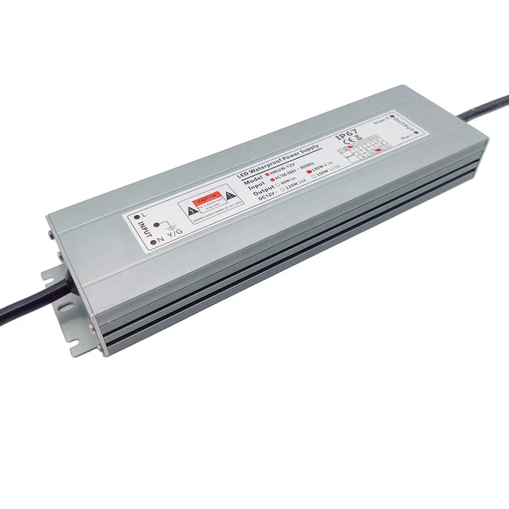 กันน้ำ IP67แหล่งจ่ายไฟ12W 20W 36W 60W 80W 100W LED ไดร์เวอร์หม้อแปลงไฟฟ้าแสงสว่าง AC100V-265V ถึง DC12V 24V