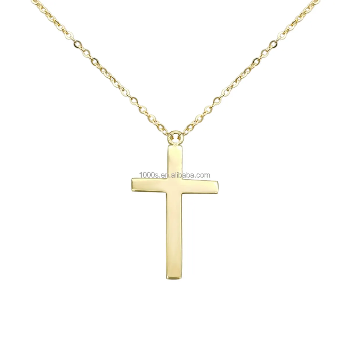 Лидер продаж, классическое простое ожерелье с подвеской-крестом из настоящего твердого золота 9 к, 10 к, 14 к, ювелирные изделия для христианцев