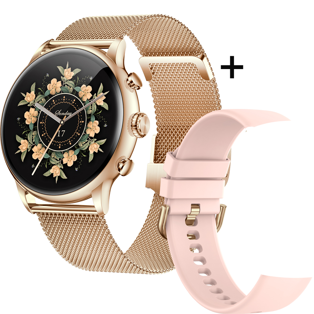 Acero de oro rosa + silicona rosa