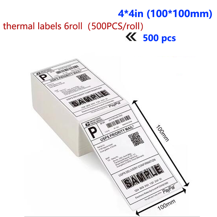 7 rollos (4"x4"*500 unidades/rollo)