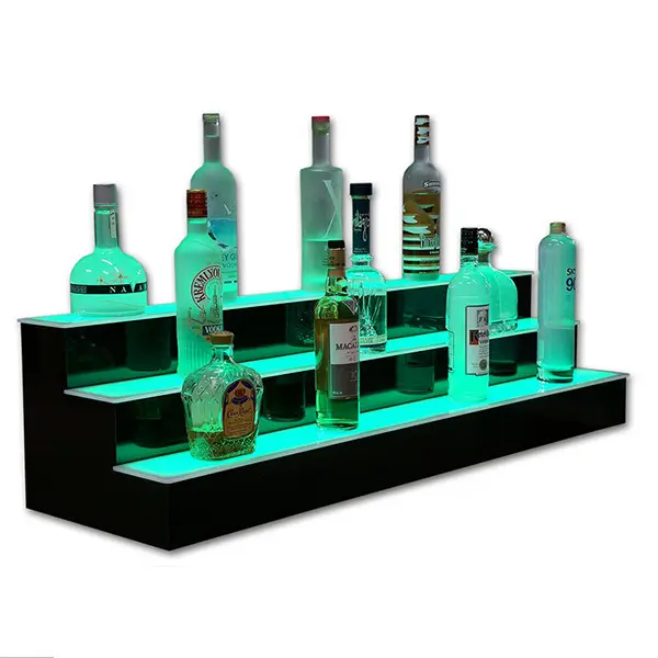 Présentoir pour bouteilles de liqueur lumineuses, à 3 étages, avec LED, étagère, pour éclairage