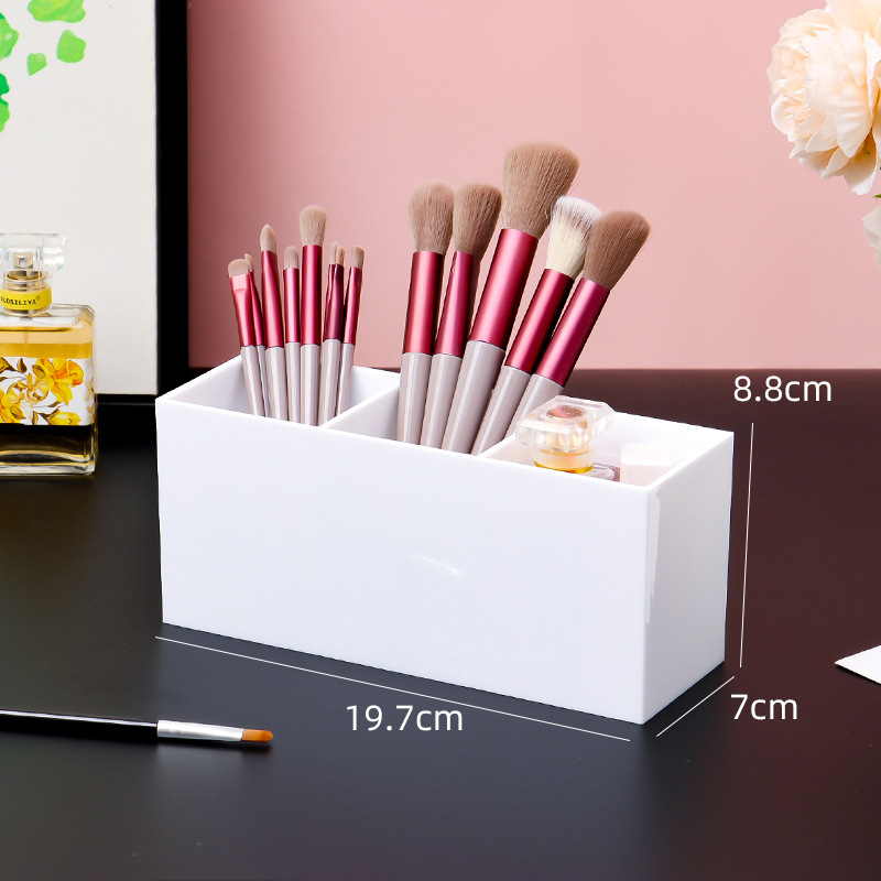 Versión engrosada - Blanco puro - Portalápices de tres compartimentos