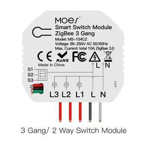 Módulo de interruptor de luz Zigbee inteligente, 3 entradas, 3 vías, 10A, Zigbee 3,0, Smartlife, control remoto inalámbrico, puerta de automatización del hogar - Product Image 6