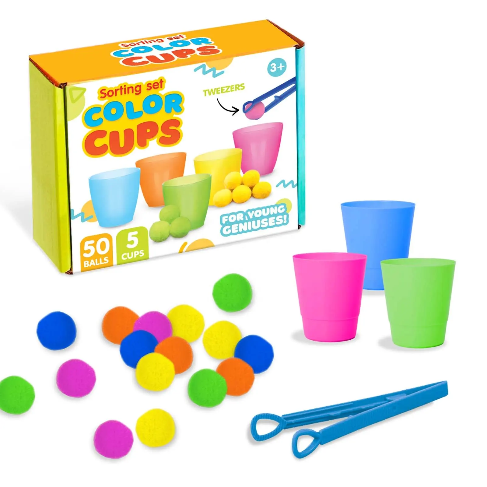 Juego de clasificación Copas de colores Juegos Montessori para niños pequeños Mejorar el coeficiente intelectual y las habilidades motoras finas para niños