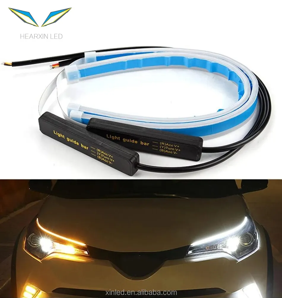 30/45/60 CM DRL Carro Flexível LEVOU Luzes Diurnas de Superfície Decorativa LED Strip 12V Branco Vermelho Azul Amarelo