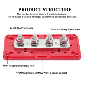 Cover 300A güç dağıtım bloğu bara M10 M8 Terminal damızlık 4 sonrası bara araba için kapak ile - Product Image 2