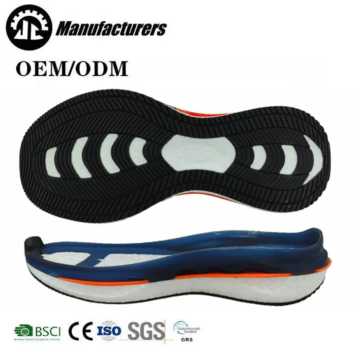 Çin üretici erkekler E-TPU malzeme çalışan ayakkabı tabanı kauçuk tabanlar Sneaker tabanlar