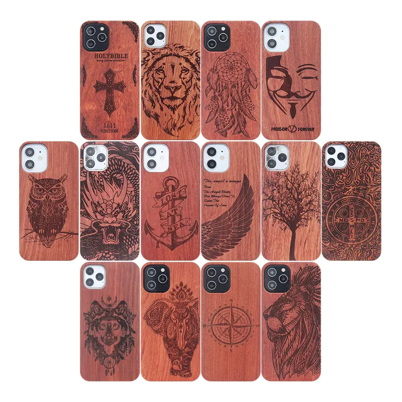 Factory direct sale DIY wood laser engraving mobile phone case for Samsung s21 s20 iPhone 12 wooden cell phone covers customized