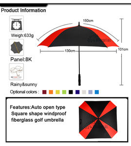 ที่กำหนดเองสแควร์ร่มกอล์ฟGuangdongเซินเจิ้นผู้ผลิตISO BSCI LOREALการรับรอง - Product Image 5