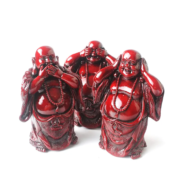 Statue de bouddha debout noire, rouge antique, taille moyenne, enjoy sans mal, chic sans mal, trois supports