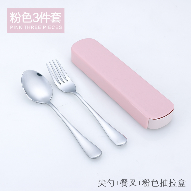 Cuillère Fourchette + Boîte à Tirer Rose