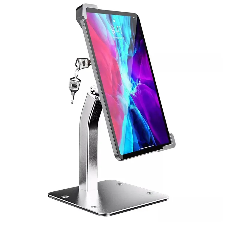 Hoge Kwaliteit Desktop Tablet Pc Houder Aluminium Legering Met Anti-Diefstal Slot Tablet Pc Staat