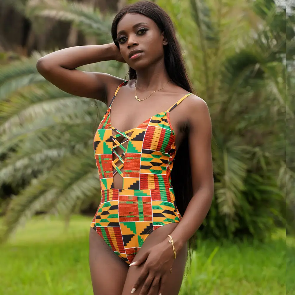 New Arrivals Africano Impressão Digital Bikini Ladies Swimwear Beach Wear Roupas Africanas Para Mulheres Swimwear