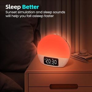 Hot Sale White Noise Machine BT Speaker Table Alarm Clock With Colorful LED Light for Home Hotel Bedside Lamp Wake <strong>up</strong> Light