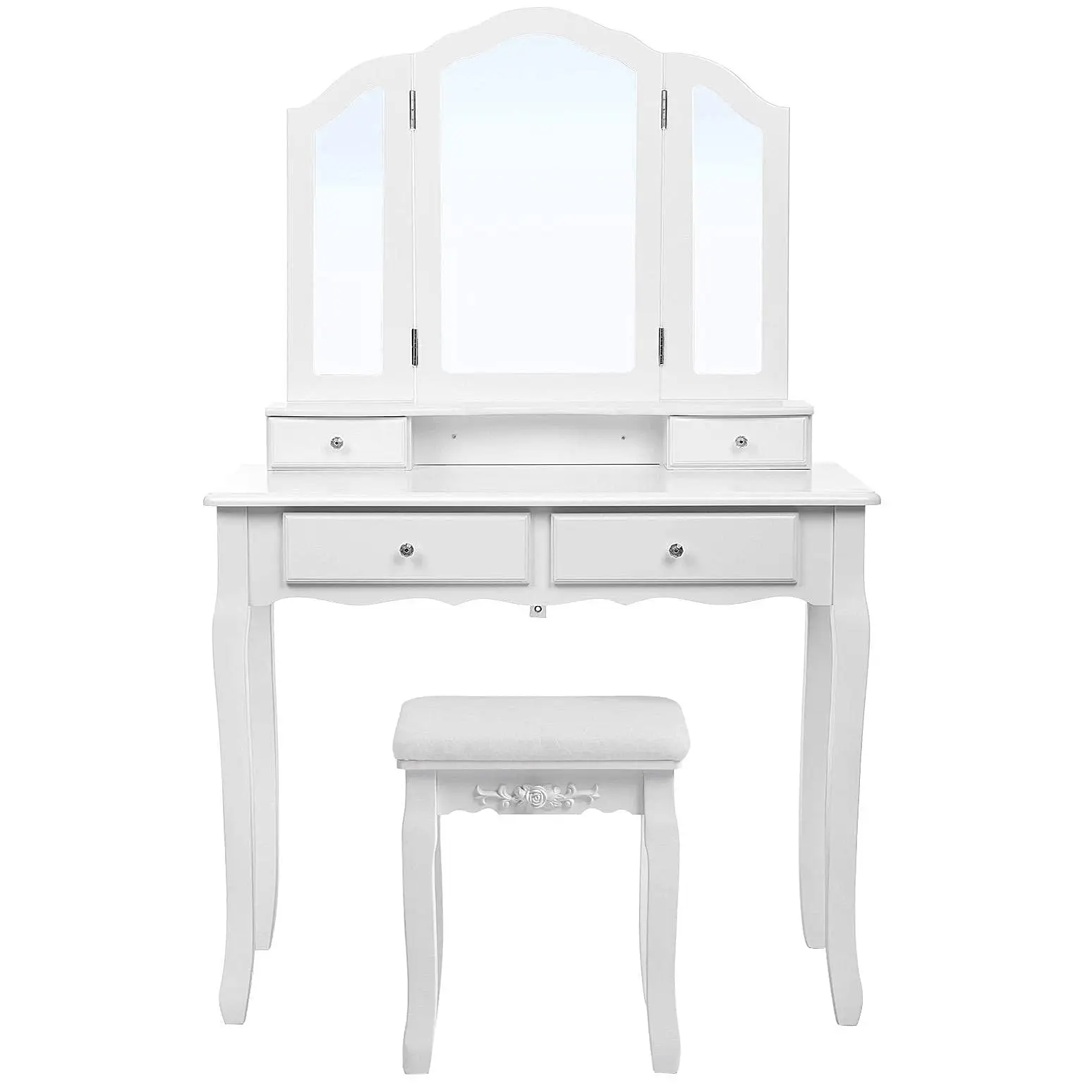 Wholesale Products Dressing Table With Mirror And Drawers Makeup,Two big drawers two small drawers, big space behind the mirror