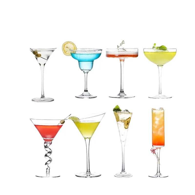 Logo kustom gelas Cocktail cangkir Martini kaca kristal anggur kacamata sampanye seruling kacamata pribadi gelas anggur cangkir