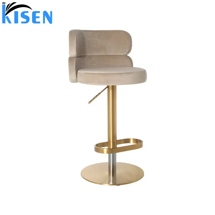 Taburetes de bar de cuero industrial Kisen, función de elevación giratoria, silla de sillín, salón de belleza, colores de cuero personalizados, sillas de sala de estar