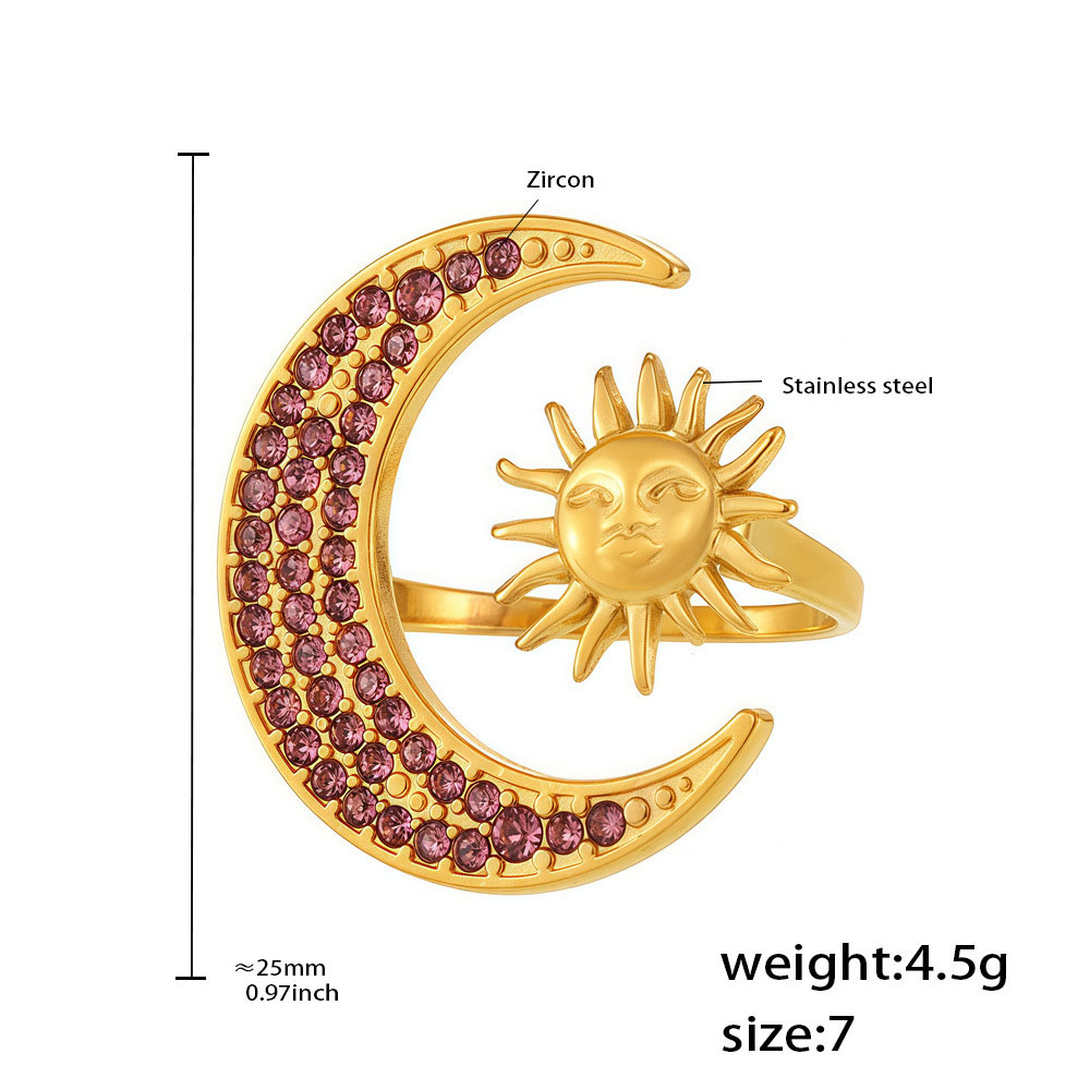 Gold pink zircon ring. - Number seven
