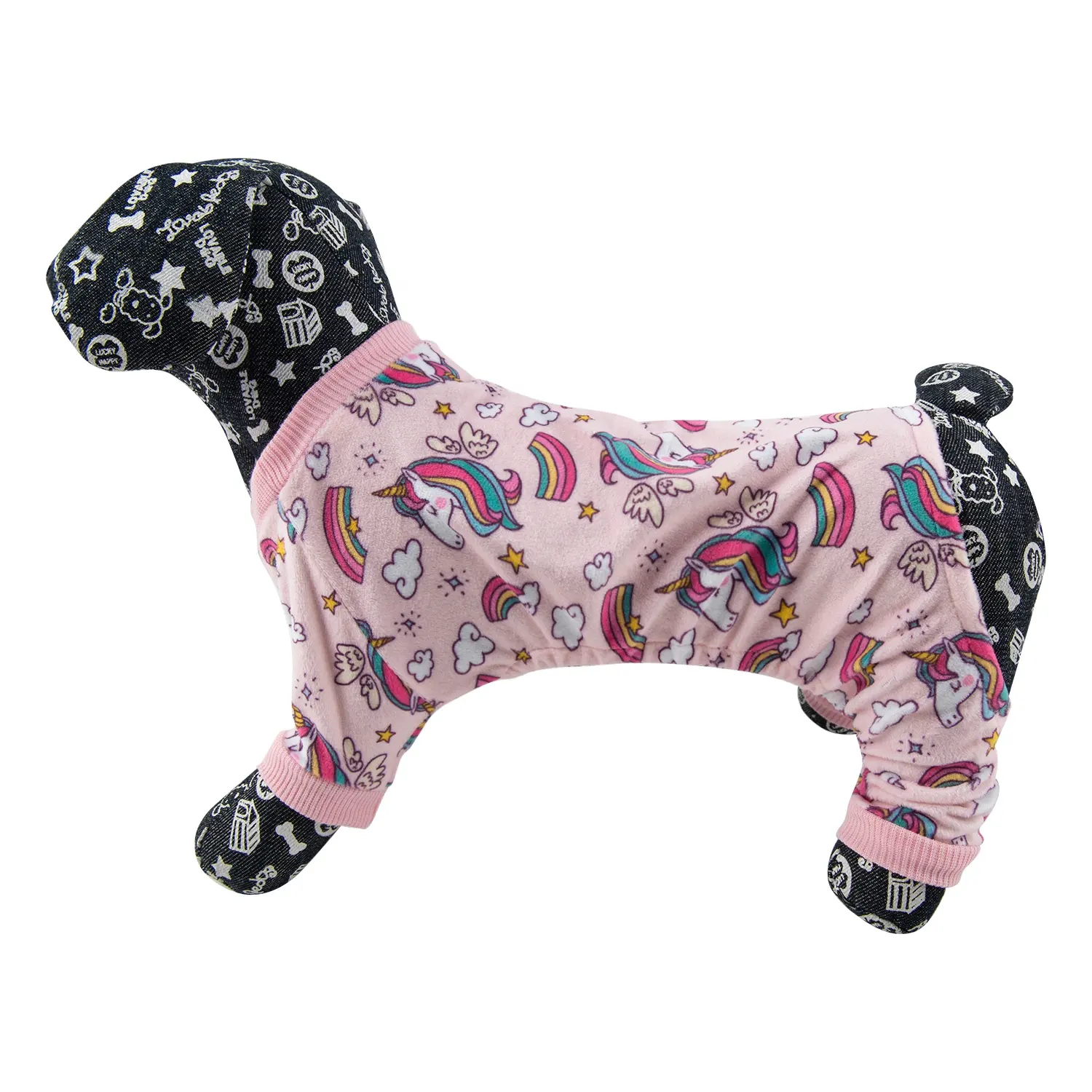 Pigiama per cani di vendita caldo CuteBone Fashional Unicon Print Bulldog francese pigiama per cani rosa