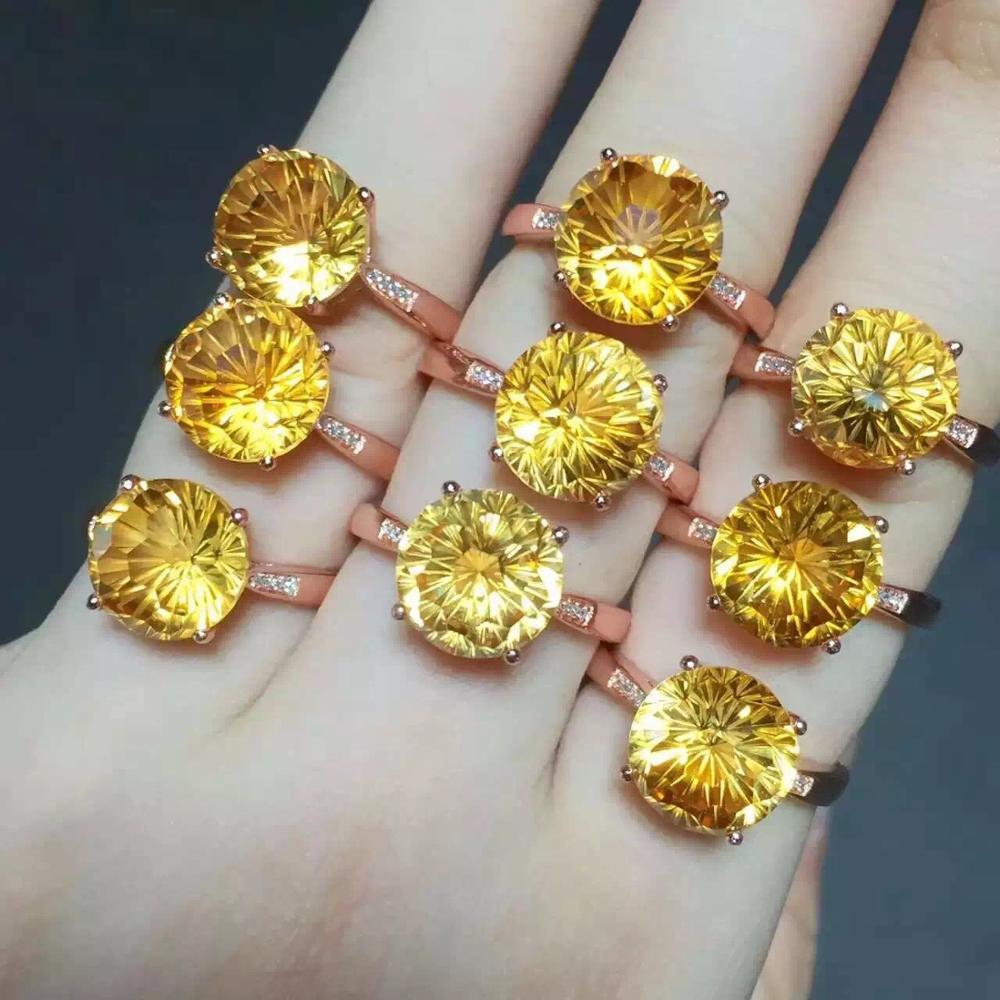 Anillo con topacio amarillo natural, estilo 4