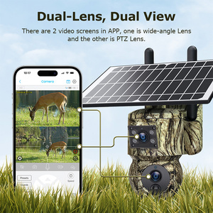 กล้องวงจรปิดพลังงานแสงอาทิตย์กลางแจ้งเลนส์คู่ความคมชัดระดับ HD 4G 6MP ตรวจจับการเคลื่อนไหวระบบเสียงสองทางลายพรางสำหรับล่าสัตว์ - Product Image 4