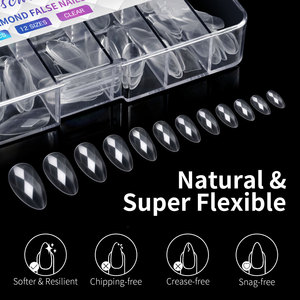 3D elmas şekli kristal cam tırnak İpuçları 120 adet 140 adet yeni tasarım yapay tırnaklar badem kare tırnak ipuçları üzerinde basın - Product Image 4