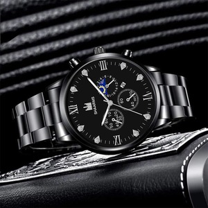 남자 보석 뜨거운 판매 아이템 선물 세트 시계 스틸 밴드 손목 시계 남자 간단한 캐주얼 배 방향타 팔찌 + 석영 시계 - Product Image 2