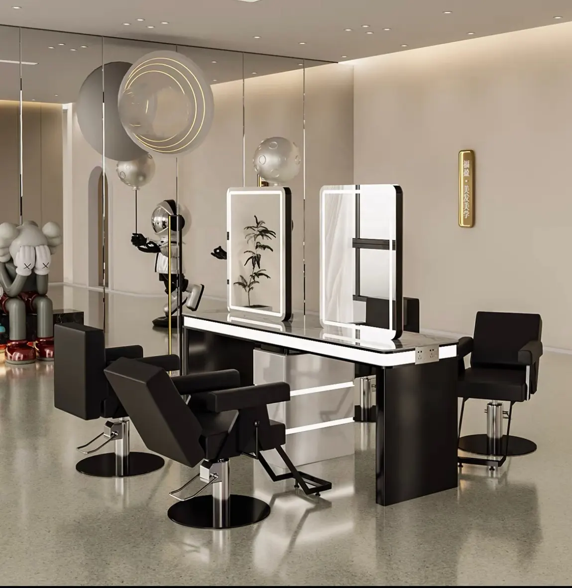 Yicheng Beauty Europe espejos de Salón Estándar espejos de barbería equipo de peluquería conjunto de muebles de fabricación profesional