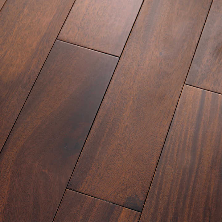 Traditional Solid Hardwood Flooring 18mm Smooth Modern Style Dark Color Herringbone OKAN Wood Flooring Indoor Use