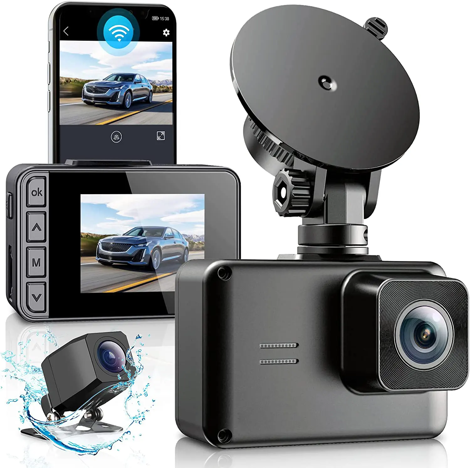 フロントとリアのデュアルレンズライブストリームダッシュカメラ小型nextbase4k解像度GPSカーDVR BlackVUEワイヤレスダッシュカメラ
