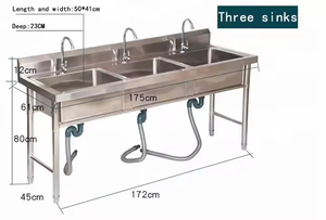 洗碗水槽工作台优质双水槽工作台厨房不锈钢工作台水槽 - Product Image 3