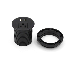 Toma de corriente redonda empotrada con puertos USB duales, toma de corriente de mesa, estación de carga de escritorio con 2 salidas - Product Image 2