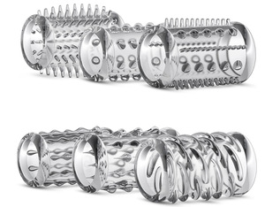 6 पैक क्रिस्टल स्पष्ट सिलिकॉन आसानी से धोने योग्य कंडोम के वयस्क सेक्स खिलौने पुरुषों के लिए पुनः प्रयोज्य स्पाइक लिंग आस्तीन को साफ करना आसान - Product Image 4