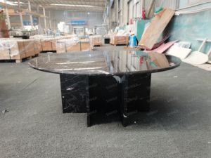SH taş doğal taş mobilya Modern tasarım yuvarlak Nero Marquina St Laurence siyah mermer sehpa oturma odası Modern
