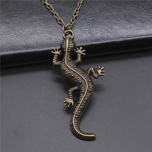 WYSIWYG 71x30mm Antique Silver Plated Antique Bronze Plated Gecko <strong>Lizard</strong> Pendant Long <strong>Chain</strong> Necklace for Women N4-ABD-C11070 - Product Image 4