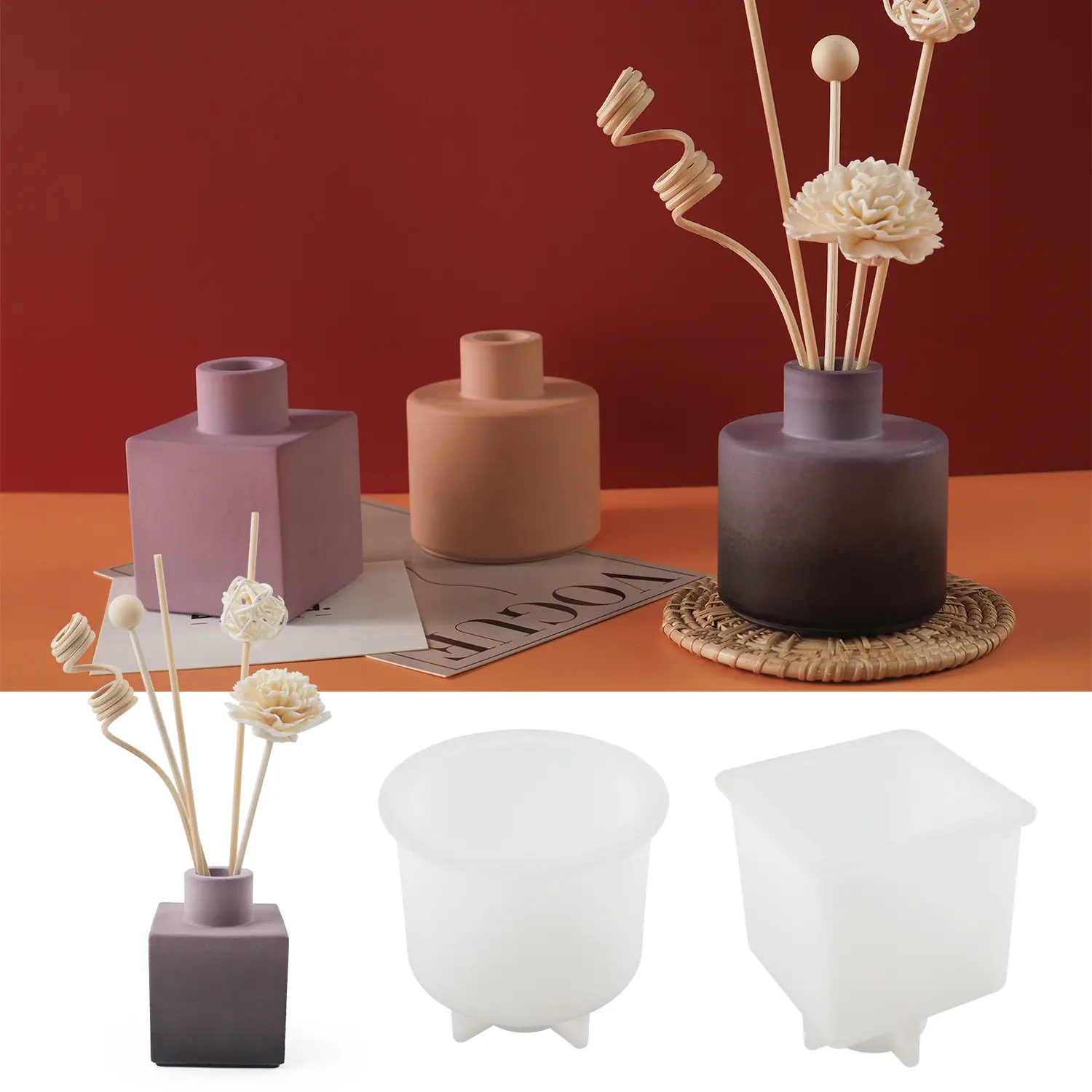 Z026 Candle Jar Vase Plaster Casting Molds Sale for Home Decoration Gypsum Concrete Planter Mould Flower Pot Mold